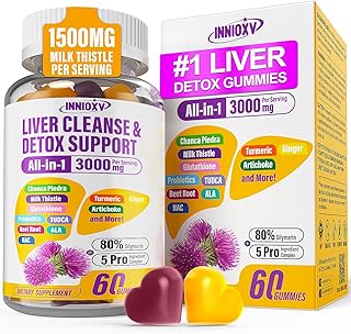 Liver Cleanse Detox & Repair Gummies - 29-in-1 1500mg Milk Thistle Supplement with Beetroot Dandelion Artichoke, Vegan Gummy with NAC TUDCA Vitamins Supports Immune, Boosts Energy, Gut Health, 60 ct