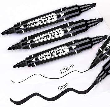 Jumbo Double-Headed Permanent Markers, 10 Pack, Chisel Tip, Black