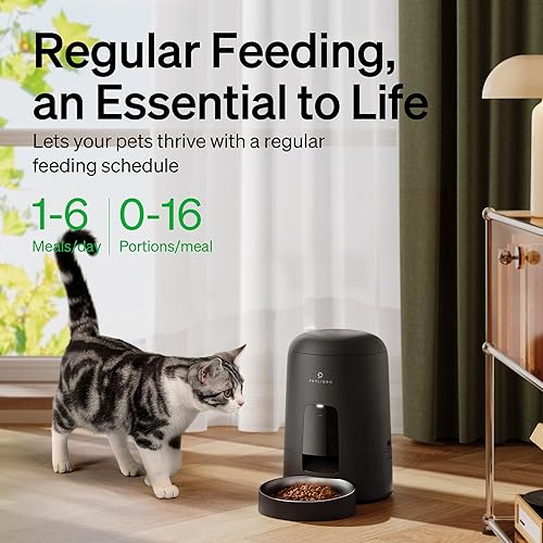 Miniatura 2 de PETLIBRO AIR - Comedero automático para gatos, dispensador automático de alimentos para gatos a batería con vida útil de 180 días, alimentador