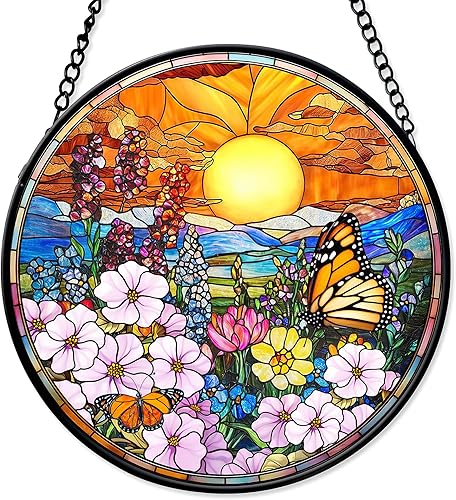 Miniatura 10 de 7.8'' Atrapasoles de Ojo Maligno de Vidrio Manchado para Colgar en Ventanas, Decoración Protectora, Adorno de Vidrio para Hogar, Pared, Habitación