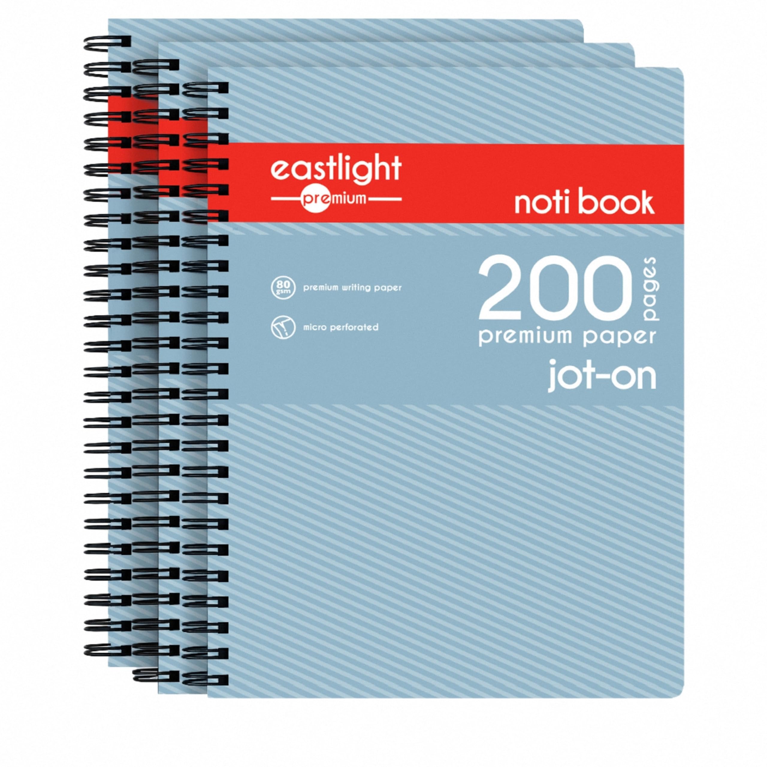 Noti A5 Metallic Blue Jot-On Writing Notebook Pack of 3 – 200 Pages, 80gsm 8mm Ruled Paper, Side-Perforated Sheets, Durable Notepad for Everyday Note-Taking