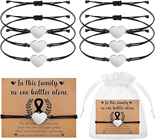 6 Pcs Cancer Awareness Bracelets Breast Cancer Support Bracelets for Women Men Skin Melanoma Liver Awareness Heart Adjustable Wristband Support Gifts for Charity Social Welfare Event Supply