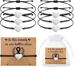 Tondiamo 6 Pcs Cancer Awareness Bracelets Breast Cancer Support Bracelets for Women Men Skin Melanoma Liver Awareness Heart Adjustable Wristband Support Gifts for Charity Social Welfare Event Supply