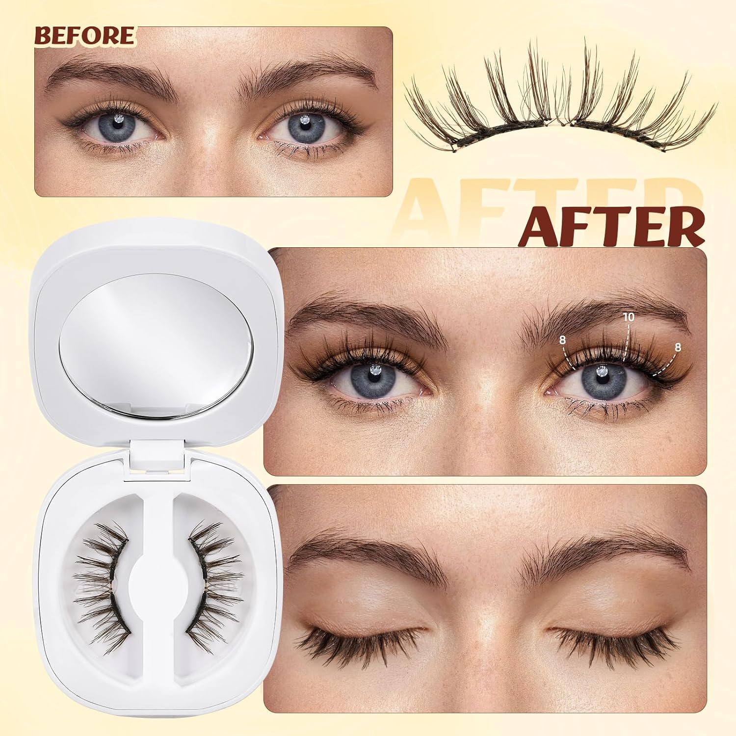 QUEWEL Magnetic Eyelashes, Reusable No Glue Needed Magnetic Eyelashes Kit with Applicator Lash Clusters Kit without Eyeliner So Soft and Easy to Wear and Remove (G-RC-C) image 2
