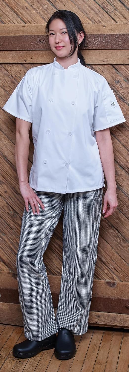 Mercer Culinary M61022WH1X Genesis Men's Short Sleeve Chef Jacket with Cloth Knot Buttons, X-Large, White - Image 12