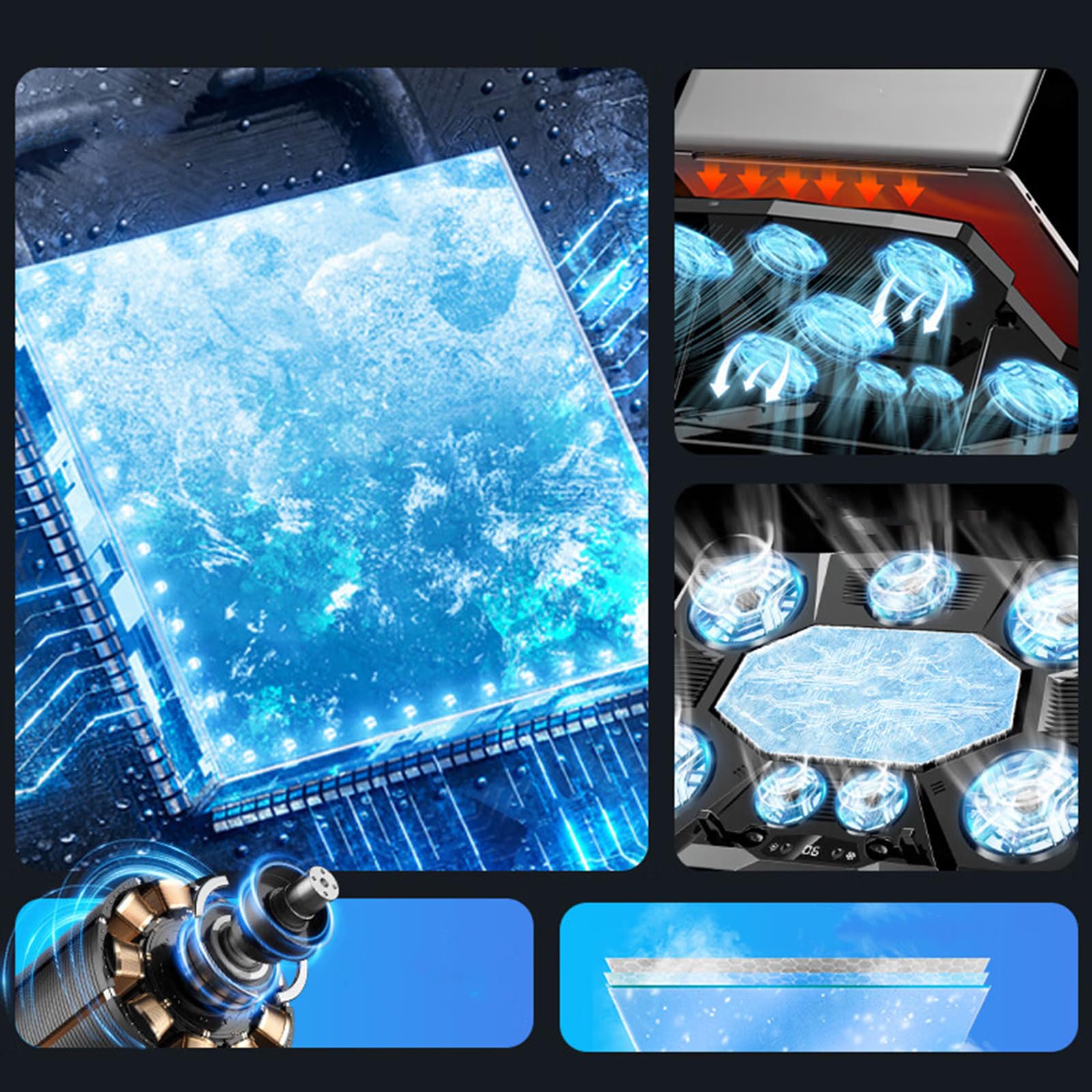 Supporto per ventola di raffreddamento per computer portatile, supporto per ventola di raffreddamento da gioco per notebook da 12-21 pollici, regolabile, ampia area di dissipazione del calore