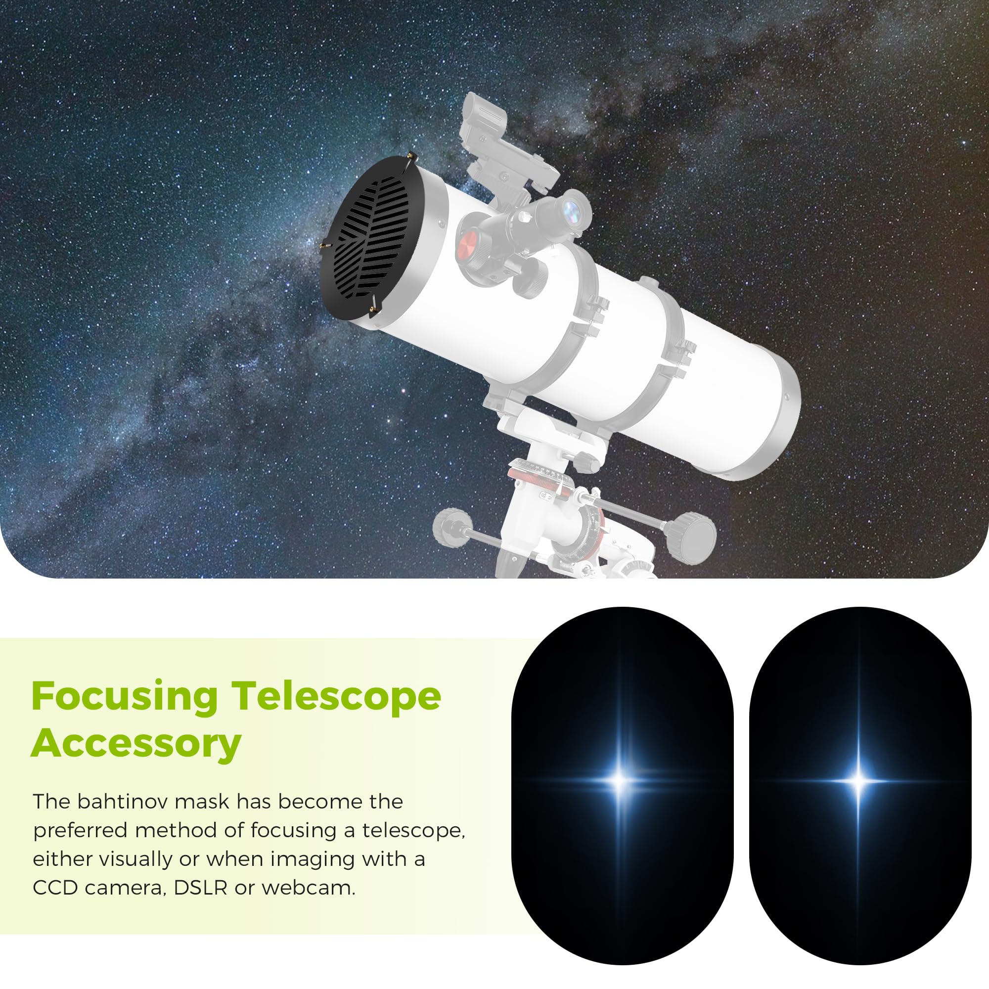 Astromania Bahtinov Masque de focalisation pour télescopes FM180 mm pour tube de diamètre extérieur (OD) de 195 mm-240 mm Peut être monté avec les vis en laiton à l'intérieur ou à l'extérieur du tube