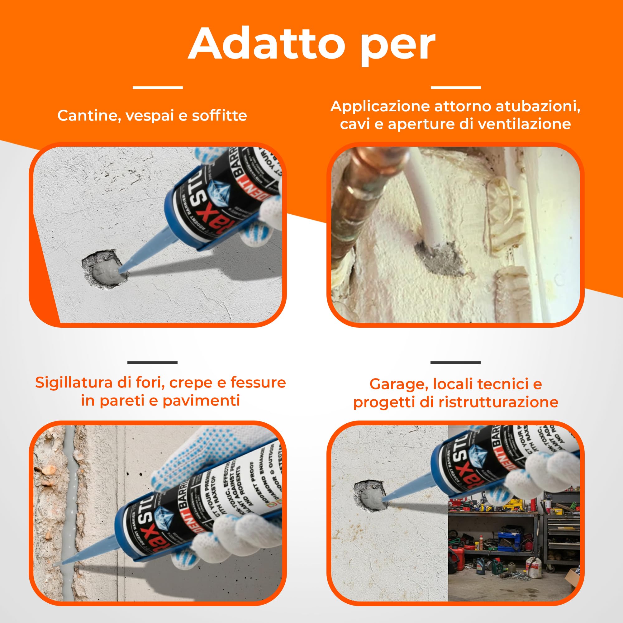 RAXSTOP Sigillante Poliuretanico 5 x 300 ml per Esterni