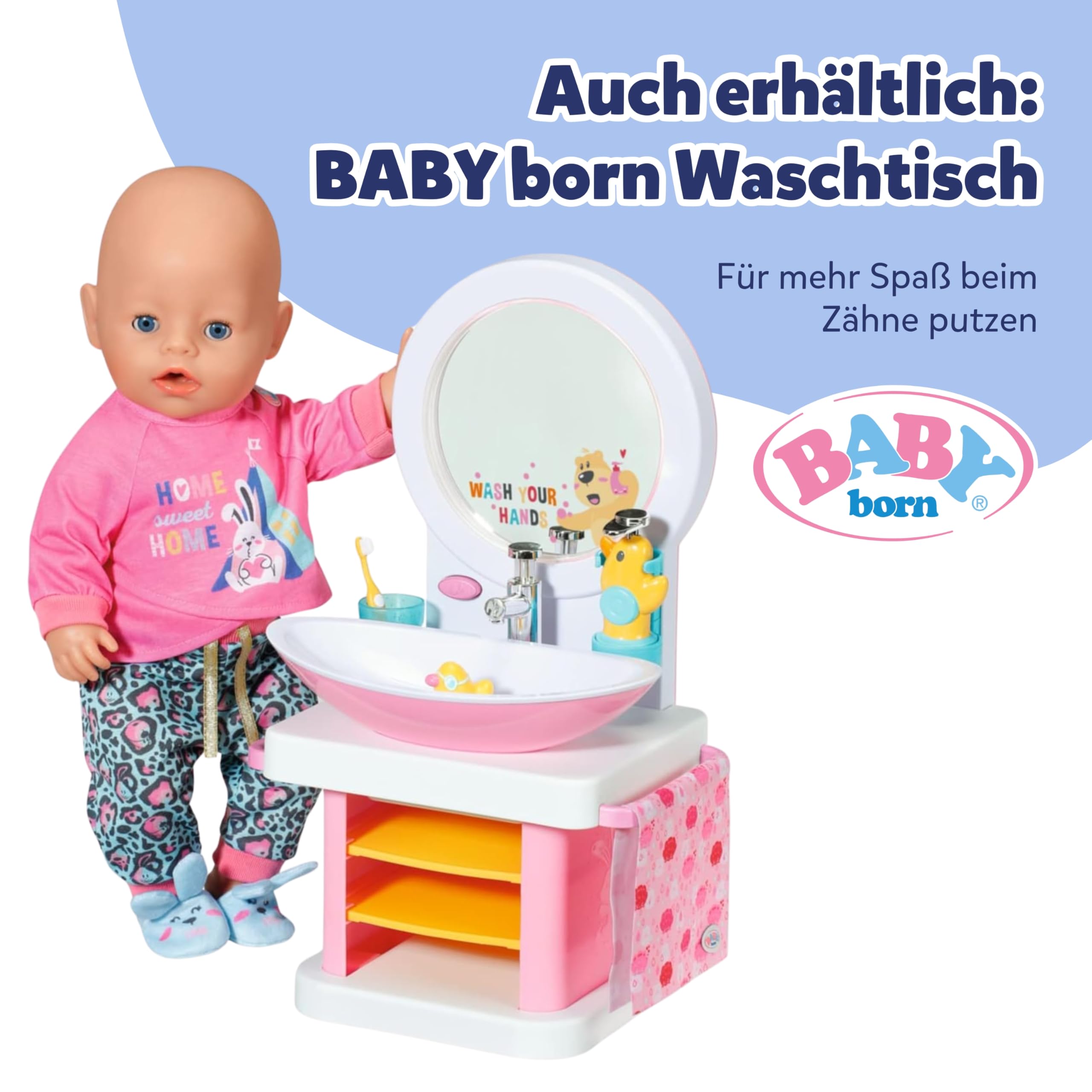 BABY born Badewanne mit Farbwechsel - Dusch-& Soundfunktion - Hochwertiges Zubehör für Puppen der Größe 36 & 43 cm - Funktioniert auch mit echtem Wasser