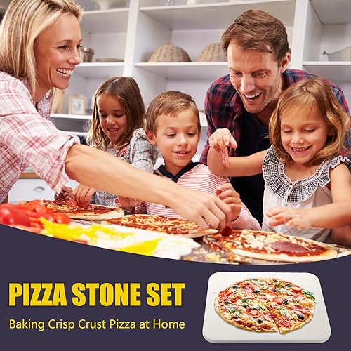 Miniatura 7 de Juego de piedras para pizza  Piedra grande para pizza de 15 x 12 pulgadas para horno y parrilla, piedra de hornear duradera y segura, piedra de