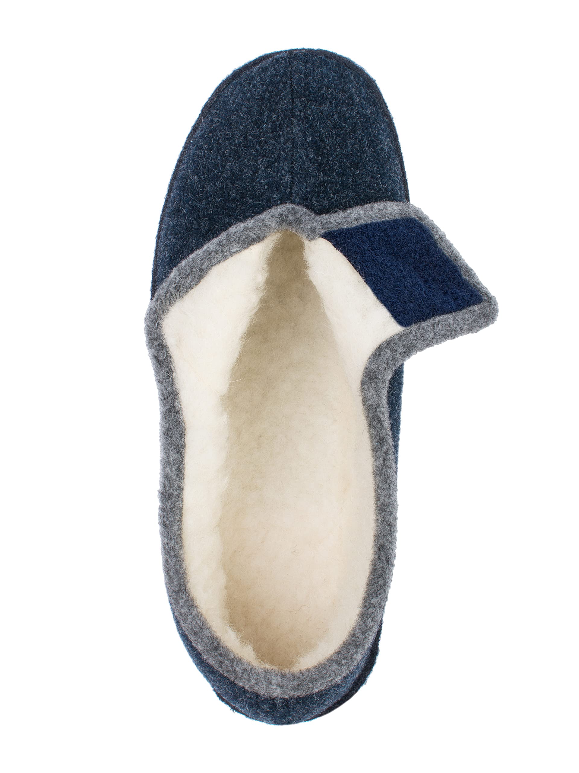 SCHAWOS Zapatillas de estar por casa Johanna para mujer, forro cálido, lana virgen, antideslizantes, cierre de velcro