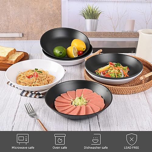 Miniatura 3 de Juego de 6 cuencos de fibra de bambú para pasta de 34 onzas, 8.5 pulgadas, cuencos grandes para ensalada, pasta, frutas, helado, sin BPA, aptos para
