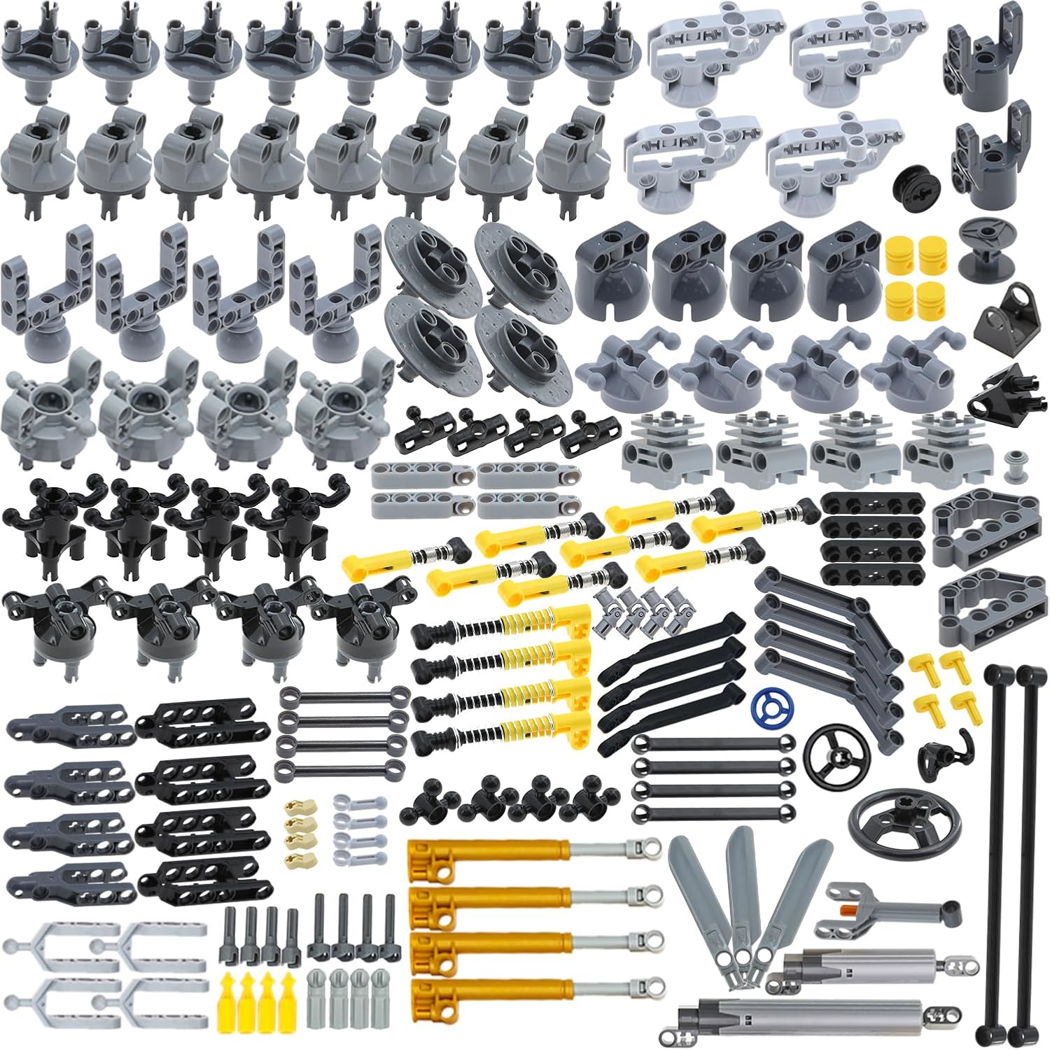 Domoni 169PCS Technic MOC Expansion Kit - Suspension, Steering & Engine Parts Shock Absortbers Build Cranes, Trucks & Engineering Building Blocks Sets DIY