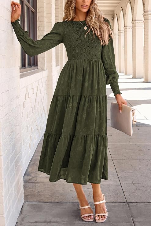 PRETTYGARDEN Women's Fall Midi Wedding Guest Dresses