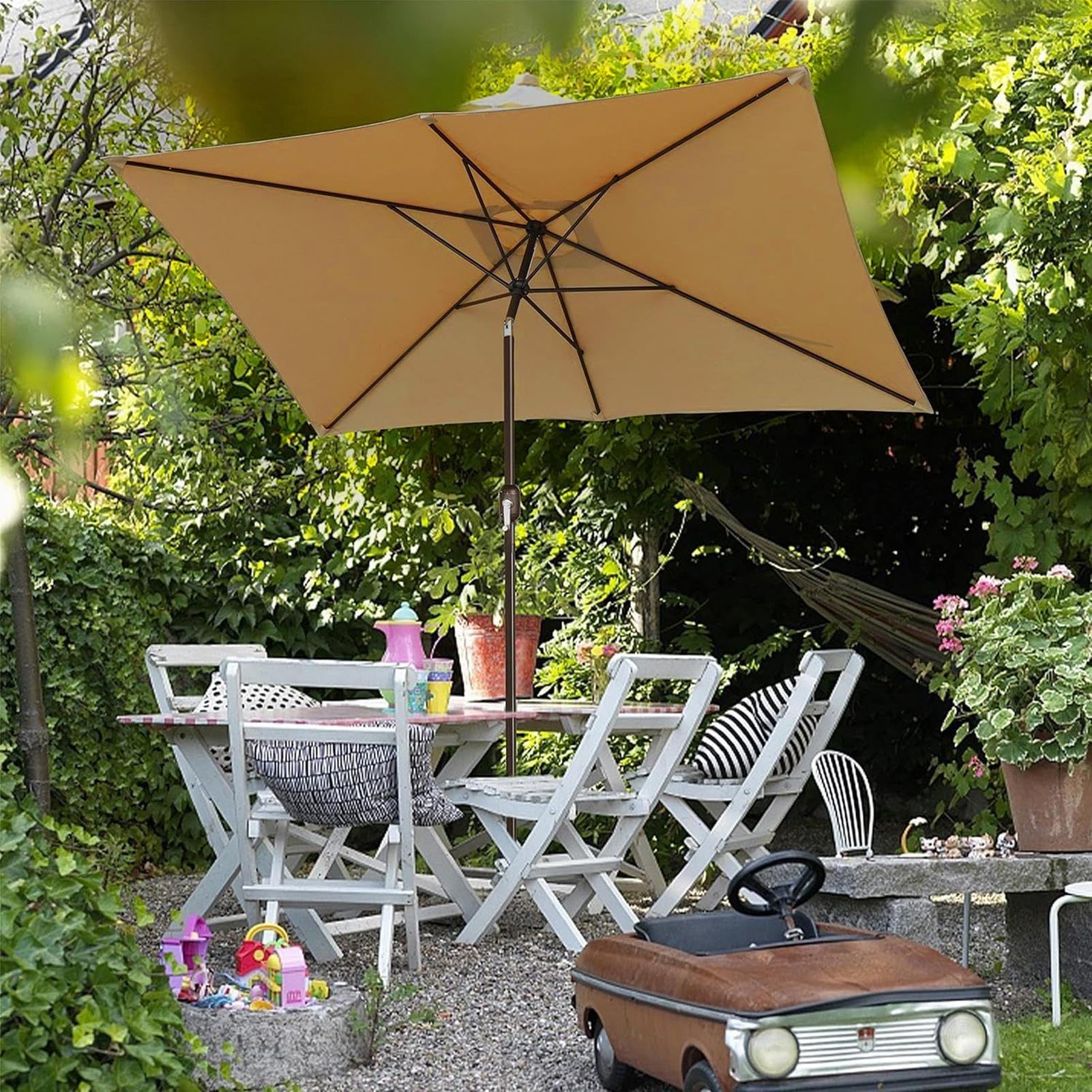 Copertura per Ombrellone da Esterni Protezione UV a 6 Stecche per Uso | Telo di Ricambio per Ombrellone 200x300 cm per Terrazza, Spiaggia, Piscina, Balcone, Portico, Gazebo, Campeggio