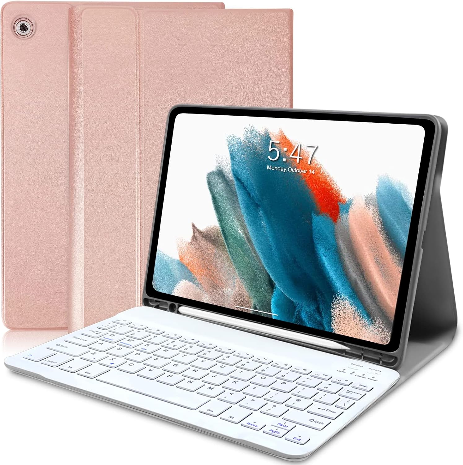 Keyboard Case for Samsung Galaxy Tab A8 10.5 Inch UK Layout, Slim Smart