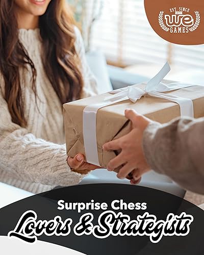 Miniatura 7 de WE Games Juego de ajedrez de torneo de mejor valor  piezas de ajedrez rellenas y tablero de ajedrez de vinilo enrollado negro