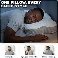 Vista 5 de Almohada cervical de espuma viscoelástica para soporte del cuello, almohada ergonómica de contorno para dormir de espalda y de lado, espuma