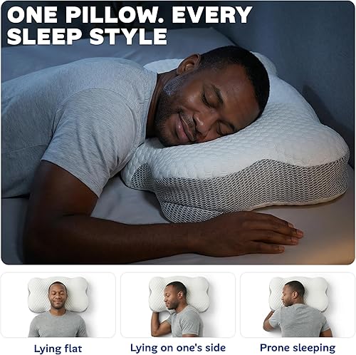 Miniatura 5 de Almohada cervical de espuma viscoelástica para soporte del cuello, almohada ergonómica de contorno para dormir de espalda y de lado, espuma