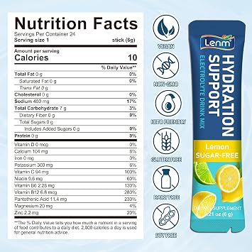 Elektrolyt Pulver 24 Beutel–Elektrolytpulver Zuckerfreies Elektrolyt Getränkepulver mit Natrium Kalium Magnesium & Calcium–Veganes Hydrationspulver für Sport Reise & Alltag