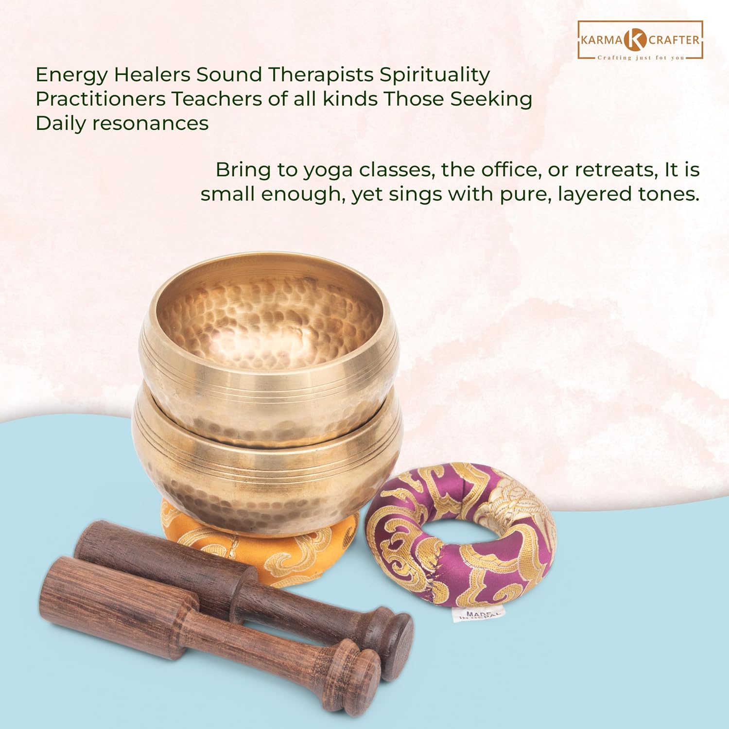 Tibetan Singing Bowl Set - Authentic Cuencos Tibetanos for Sound Healing, Meditation & Chakra Balancing - Includes Cushion, Mallet-Unique Spiritual Gifts for Men and Women (2 Chakra Set)