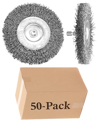 Harrier Hardware Abrasive Wire Brush Wheel, 3-inch, 1/4-inch Hex Shank, Coarse 0.012, 50-Pack