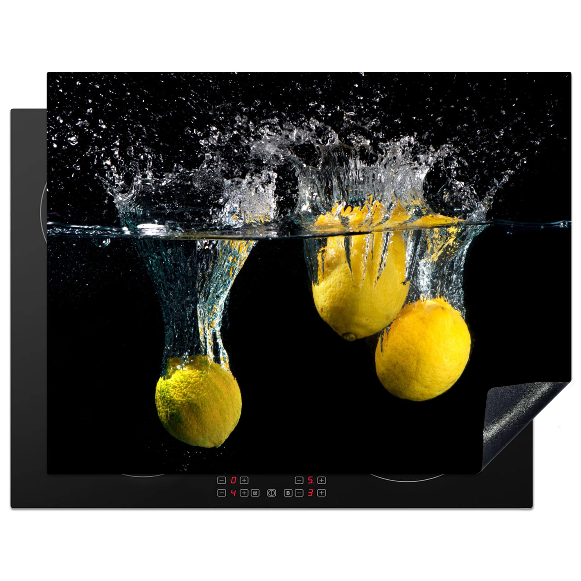 KitchenYeah© Induction Hob Cover Protector Mat 23.2"x30.3" / 77x59 cm Kitchen Universal Ceramic Covers for Electric Cookers Vinyl Lemon - Fruit - Still Life - Water - Yellow — image 1