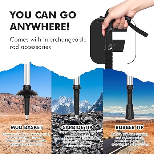 Miniatura 7 de Bastón para senderismo, bastones de senderismo ajustables ligeros para hombres, mujeres y niños, bastones de senderismo para el equilibrio de las