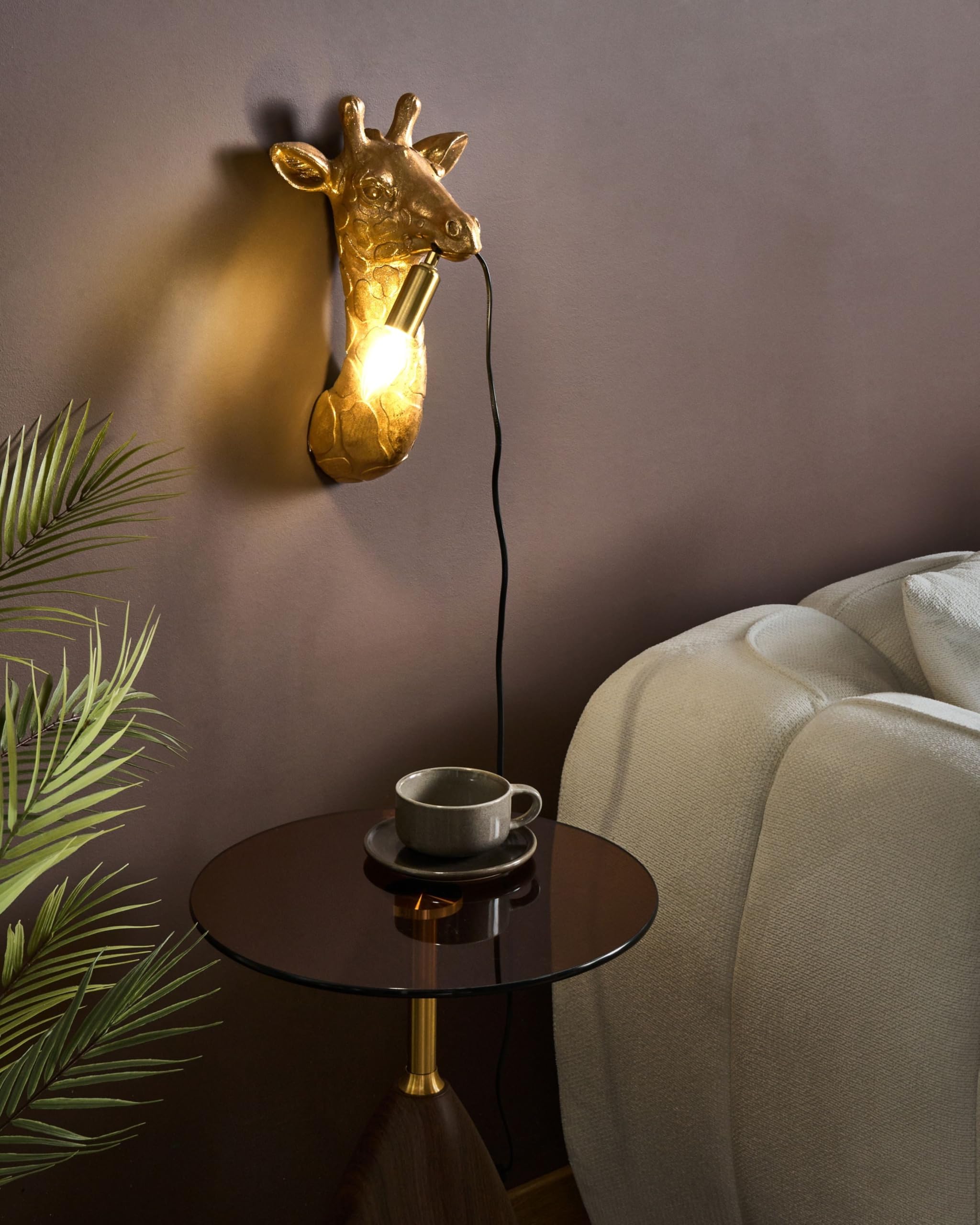 Beliani Wandleuchte Kunstharz gold Glühbirnen-Optik 1-flammig Tiermotiv Giraffe Merlin
