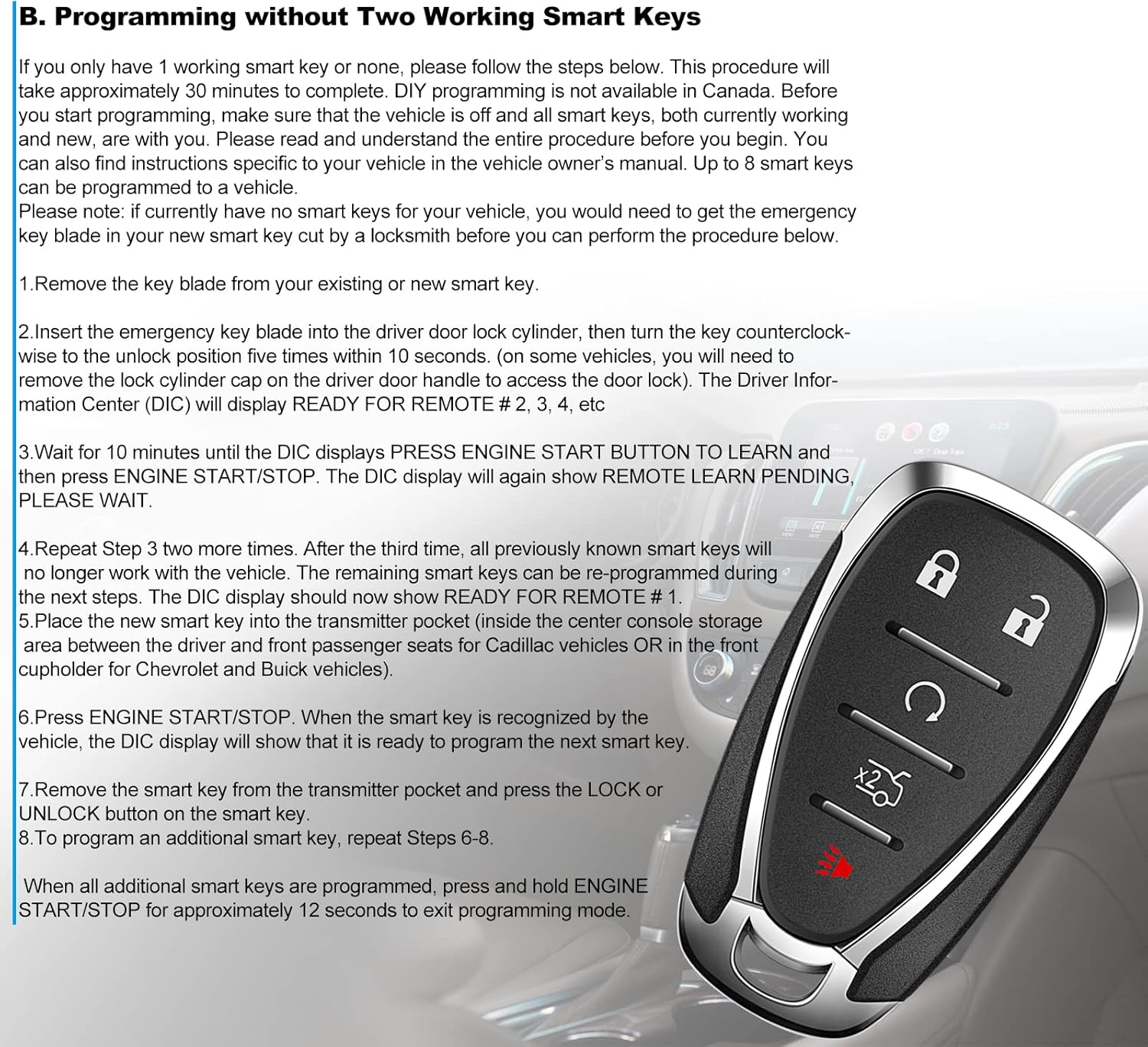 Replacement Car Key Fob Smart Proximity Keyless Entry Remote Control fit for Chevy Camaro Cruze Malibu 2016-2020 433MHz ID46 Chip 5 Button FCCID: HYQ4EA 13529662
