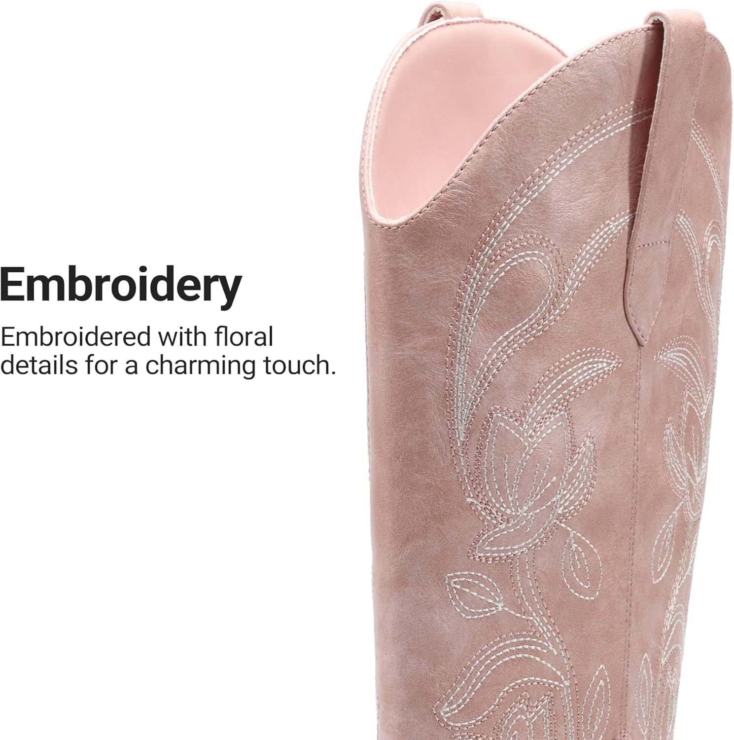 DREAM PAIRS Womens Cowboy Boots Western Comfortable Chunky Heel Square Toe Embroidered Cowgirl Knee High Boots - Image 5