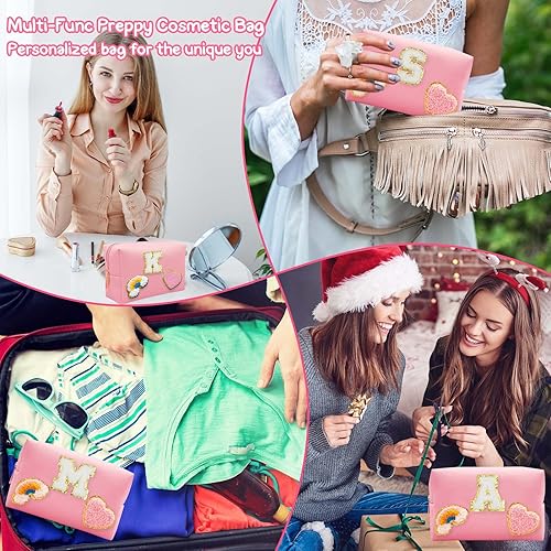 Miniatura 5 de boutikpro Bolsa de maquillaje de alta calidad, de piel sintética, impermeable, bolsa de cosméticos con corazón sonriente, arcoíris, bonita bolsa de