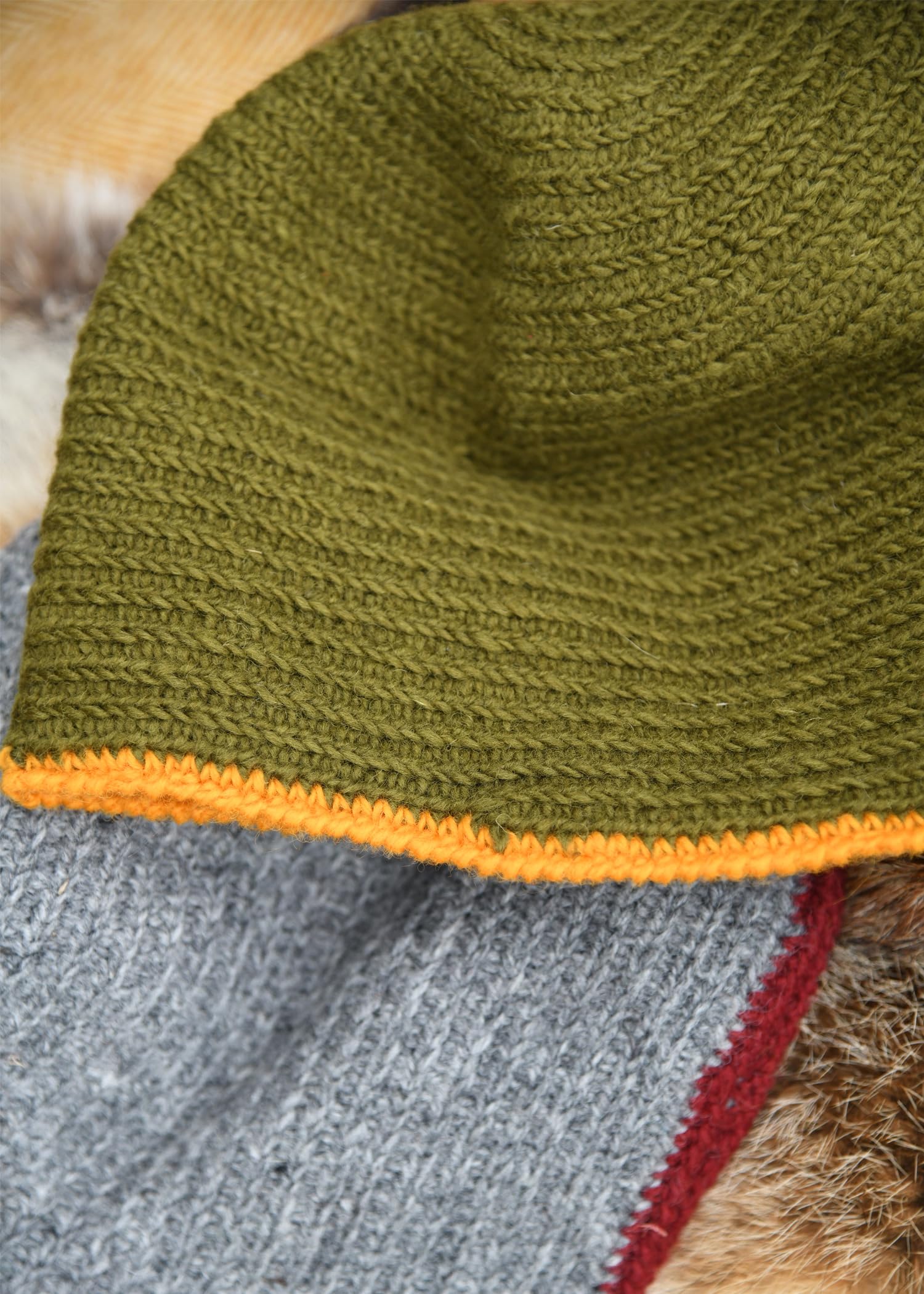 Ulfberth Mittelalter Wollmütze, Gehäkelte Beanie aus Wolle | Wikinger Mütze, Hut, Mütze, Mittelalter, Reenactment, LARP, Cosplay