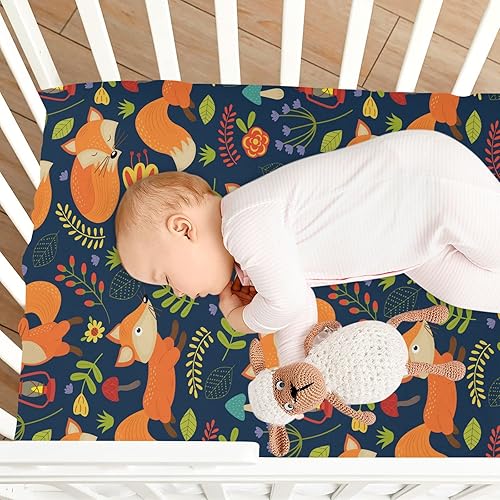 Miniatura 7 de Fox - Sábana bajera ajustable para cuna para niños y niñas, juego de ropa de cama para cuna, para colchón de cuna, 39 x 27 pulgadas