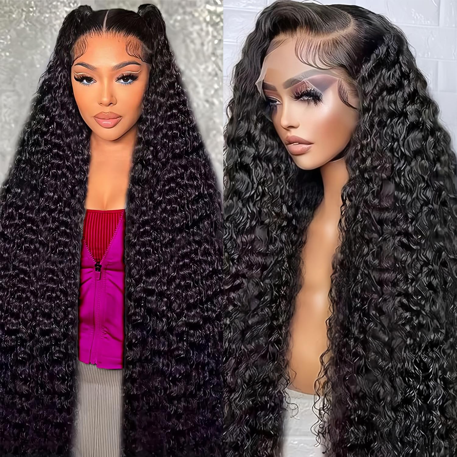 ACIWP Deep Wave Lace Front Wigs Human Hair 13x6 Lace Front Wigs Human Hair Deep Curly Wig HD lace Frontal Wigs for Black Women Pre Plucked with Baby