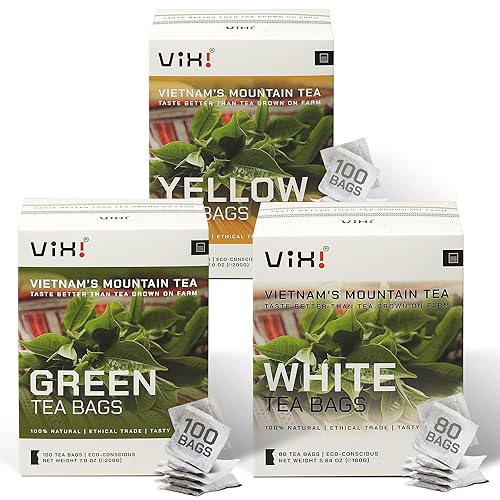 VIXI Té verde, té blanco y té amarillo, té de montaña de Vietnam, sabe mejor que el té cultivado en la granja, 100% natural de árbol de té antiguo