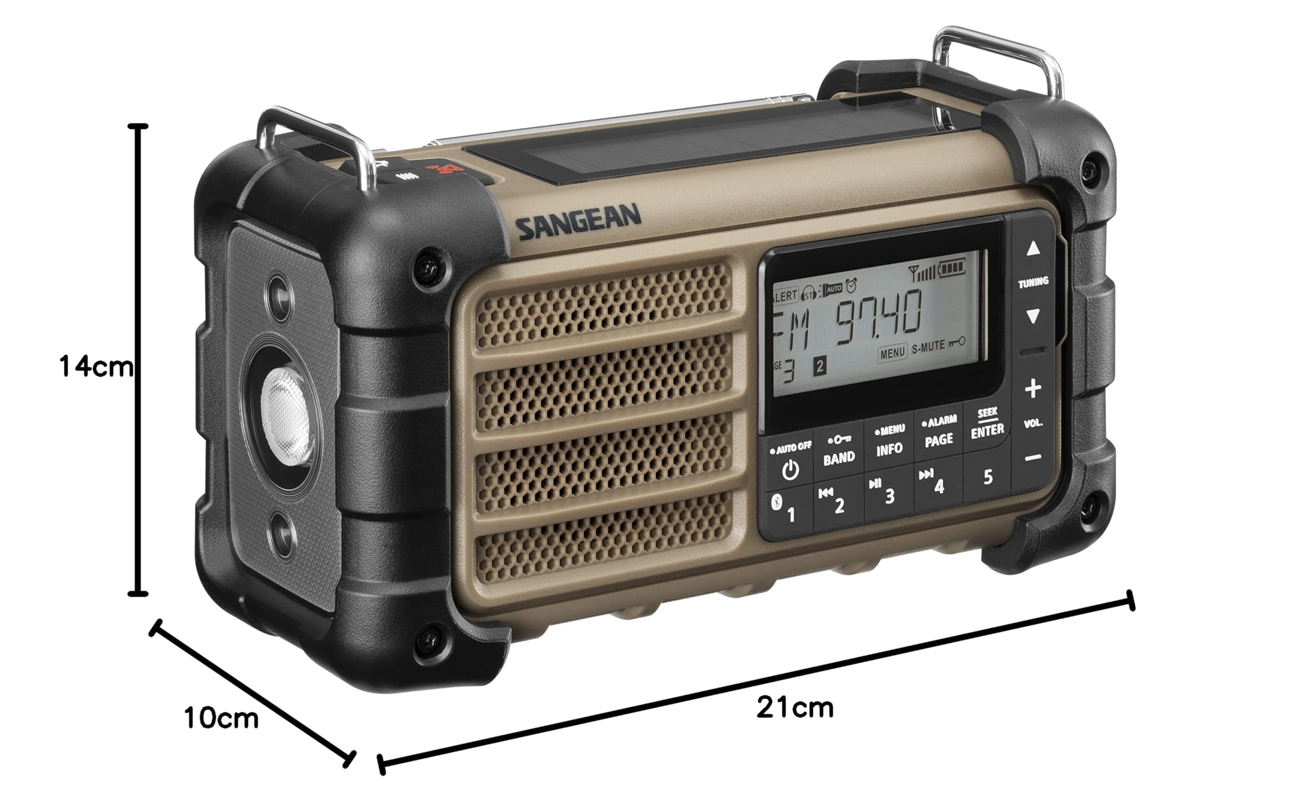 Sangean MMR-99 Radio d'extérieur FM Radio d'urgence, Bluetooth Panneau Solaire, protégé Contre Les Projections d'eau, é