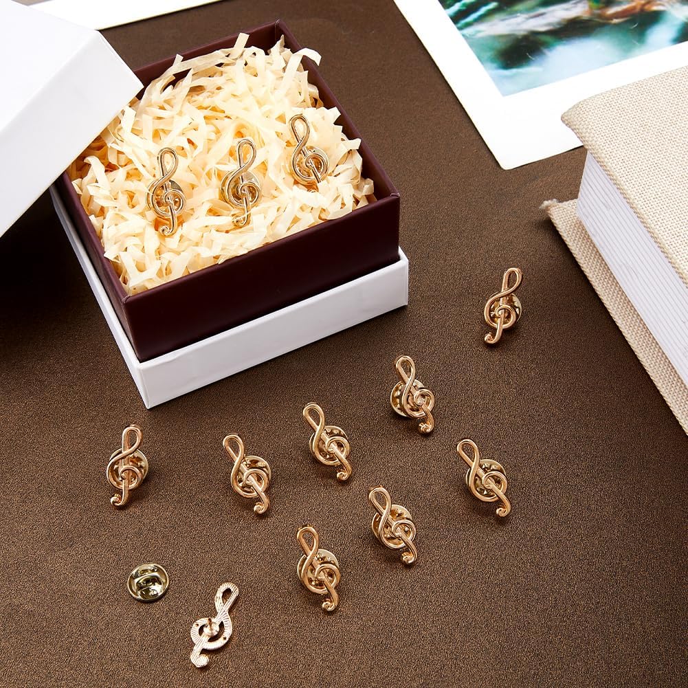 SUPERFINDINGS 12 Pcs Elegant Musical Note Corsage Brooch Platinum G Clef Lapel Pins Tiny Treble Clef Pin 24x11.5mm Zinc Alloy Lapel Badge for Suit Hat Bag Accessories image 4
