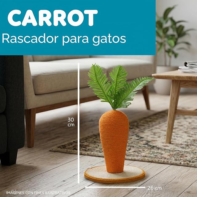 Foto 2 de 6 de AQPET Rascador Carrot Zanahoria 30 cm con caseta para Gatos, árbol Parque de Juegos