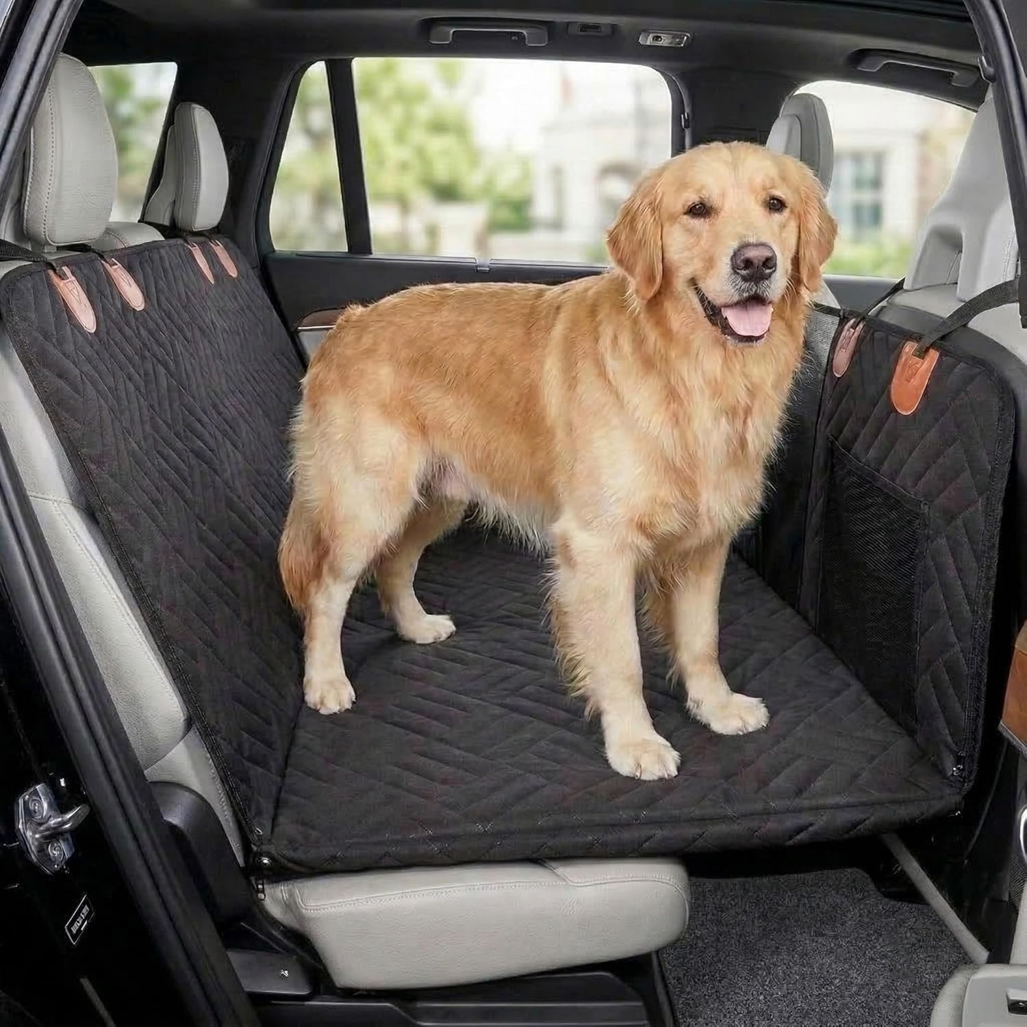 Hard Bottom Dog Car Seat Cover for SUV & Truck - Waterproof Backseat Extender & Hammock - Non-Sagging 400lb Heavy Duty Pet Safety Protector