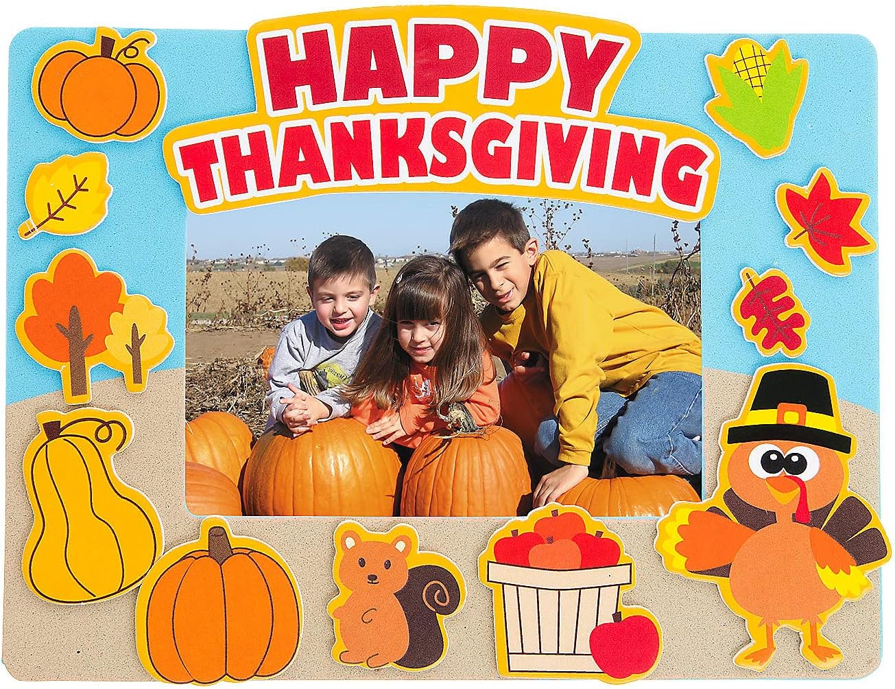 Fun Express Happy Thanksgiving Picture Foam Frames with Magnet – Fun Craft Kits Kids Ideal for DIY Holiday Projects Family Fun & Personalized Decorations – Perfect for Gifts & Keepsakes – 12 Pieces