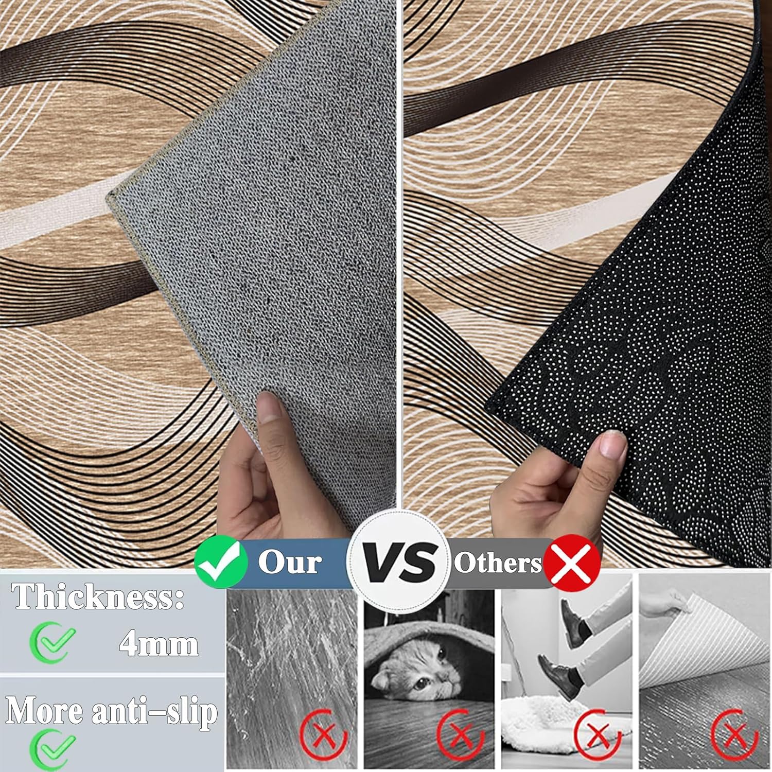 120 x 160 cm Office Chair Mat for Hardwood and Carpet Floors Multi Purpose Gaming Chair Mat Home and Office Carpet Protector Anti Skid Noise Reduction Floor Protection (Black034 160 x 200 cm)