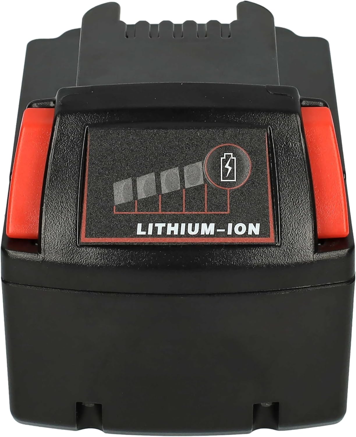 Top view of the EXTENSILO battery showing 'LITHIUM-ION' and LED charge indicator