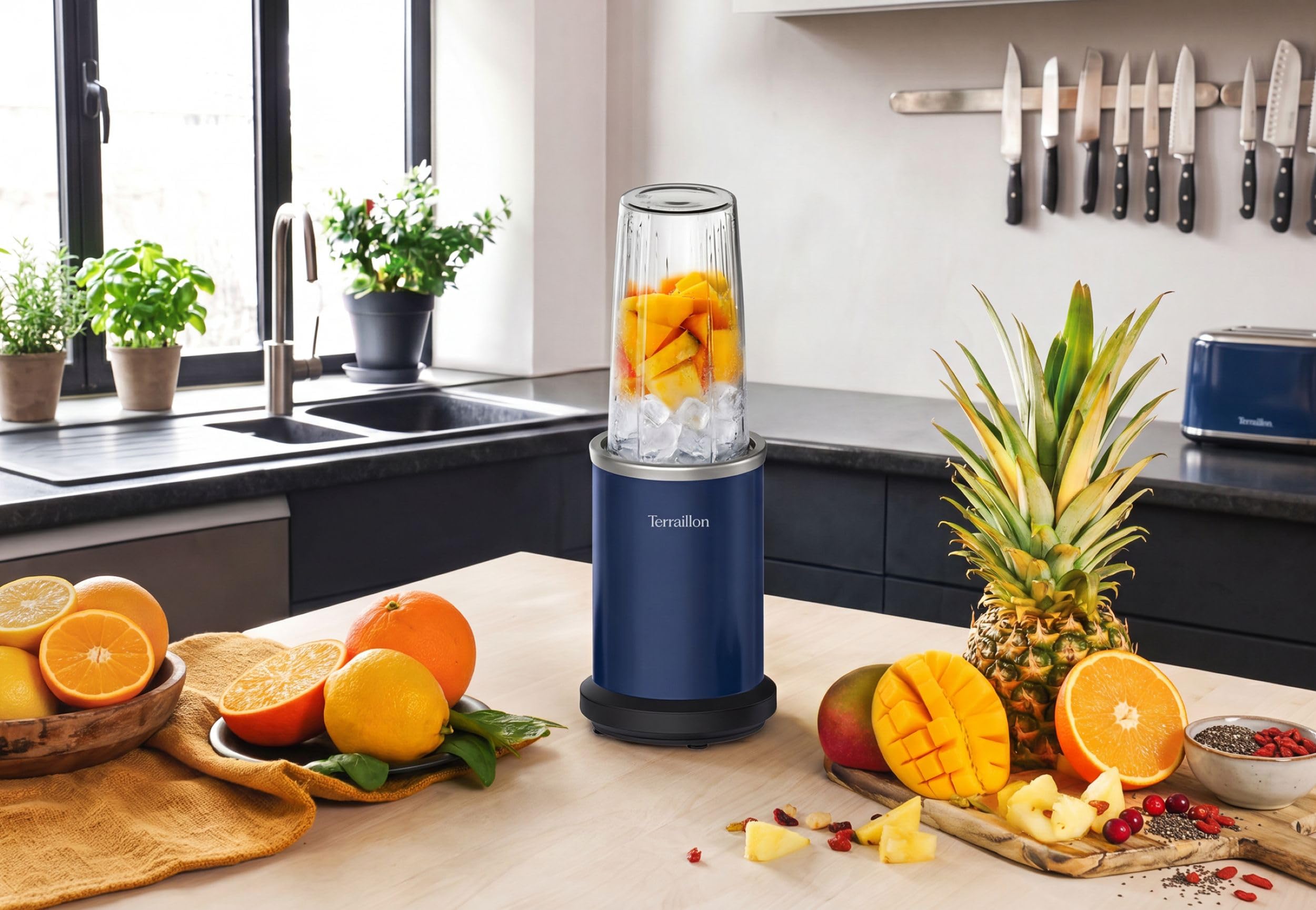 TERRAILLON New Moon persönlicher Standmixer, elektrisch, 2 Becher