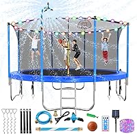 Lyromix Upgraded 12FT Trampoline with Basketball Hoop & Safety Net - Super Bouncy for 4-6 Kids/Adults, Outdoor Family Fun
