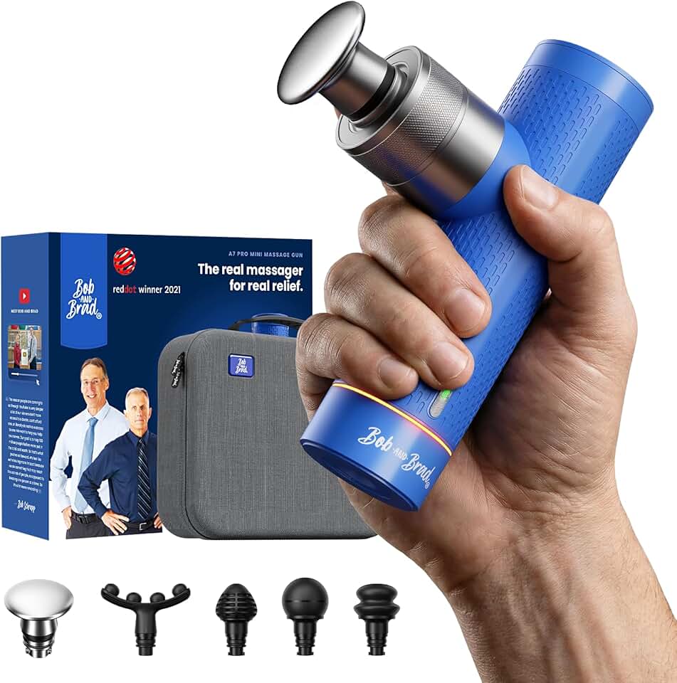 BOB AND BRAD A7 Deep Tissue Massage Gun FSA-HSA Eligible, 11mm Amplitude Percussion Massager for Back & Neck Pain Relief, Portable Muscle Recovery Gun with Metal Head, Quiet, Gift for Athletes