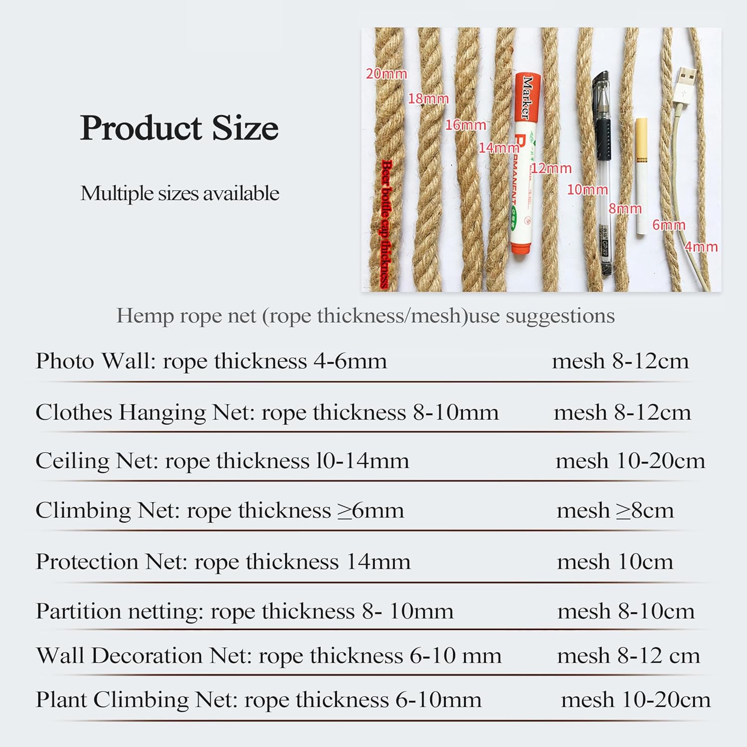 Kids Playground Hemp Rope Net,Heavy Duty Play Safety Netting,Playground Fence Protective Mesh,Rope Bridge Rope Ladder Climbing Net,Truck Cargo Net Cover,Child (Size:5M×6M(16.4FT×19.7FT),Color:Jute)