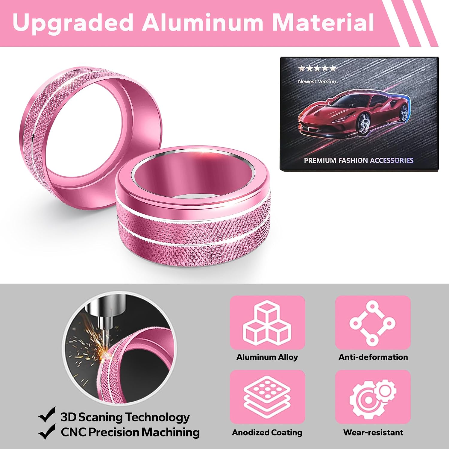 Polodunn for Honda Civic 2022-2026 Accessories, CRV 2023-2026 & Acura Ingetra 2023-2026 (Fit 7" Screen/ 2 Audio Knobs), 12pcs Knob Cover Kit - Hazard Light, Push Start, Audio, AC & Air Vent (Pink)