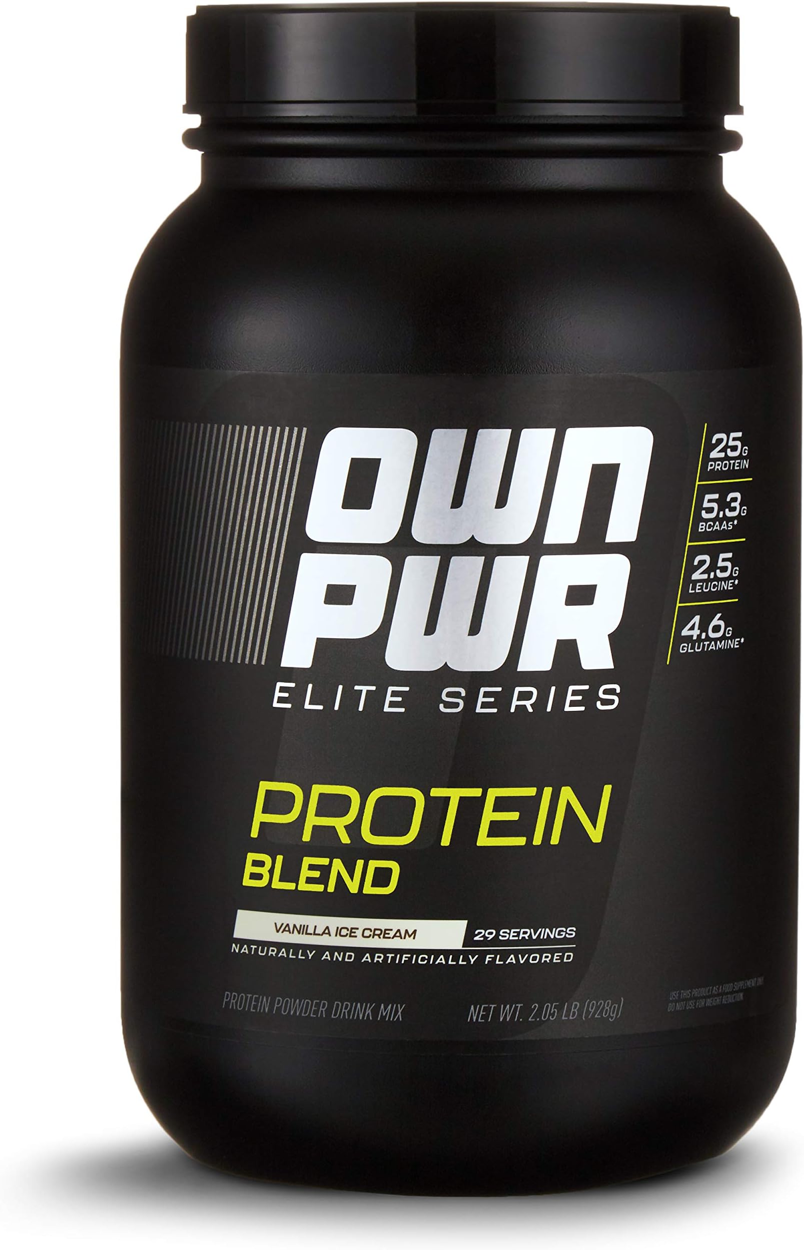Amazon Brand - OWN PWR Elite Series Protein Powder, Vanilla Ice Cream, 2 lb, Protein Blend (Whey Isolate, Milk Isolate, Micellar Casein)
