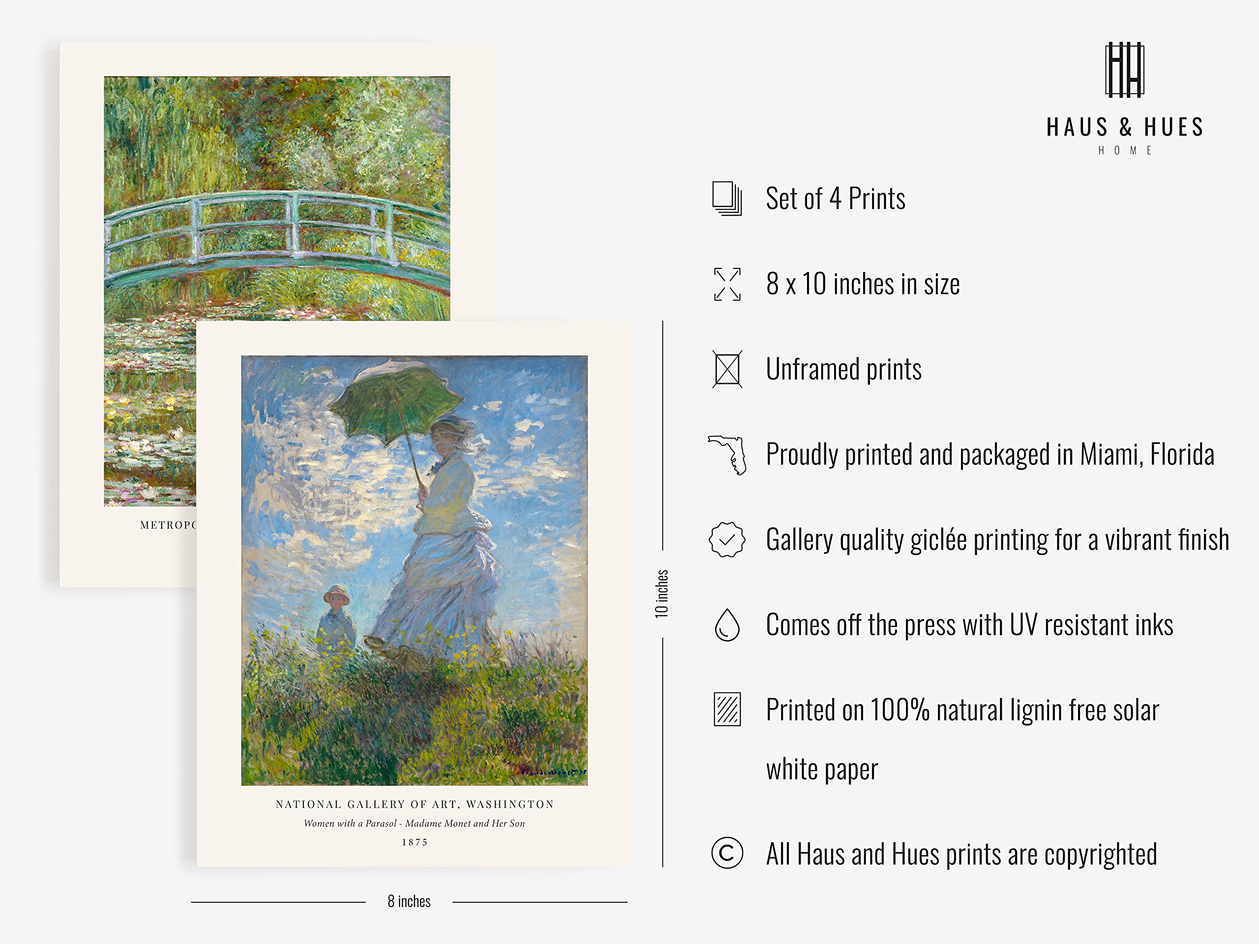 Claude Artwork Fine Art Paintings Set of 4 By Haus and Hues